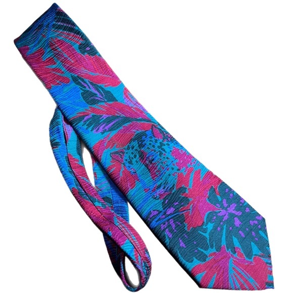 Fendi Other - Vintage Fendi Men’s Silk Tie Bright Leopard Tropical Print